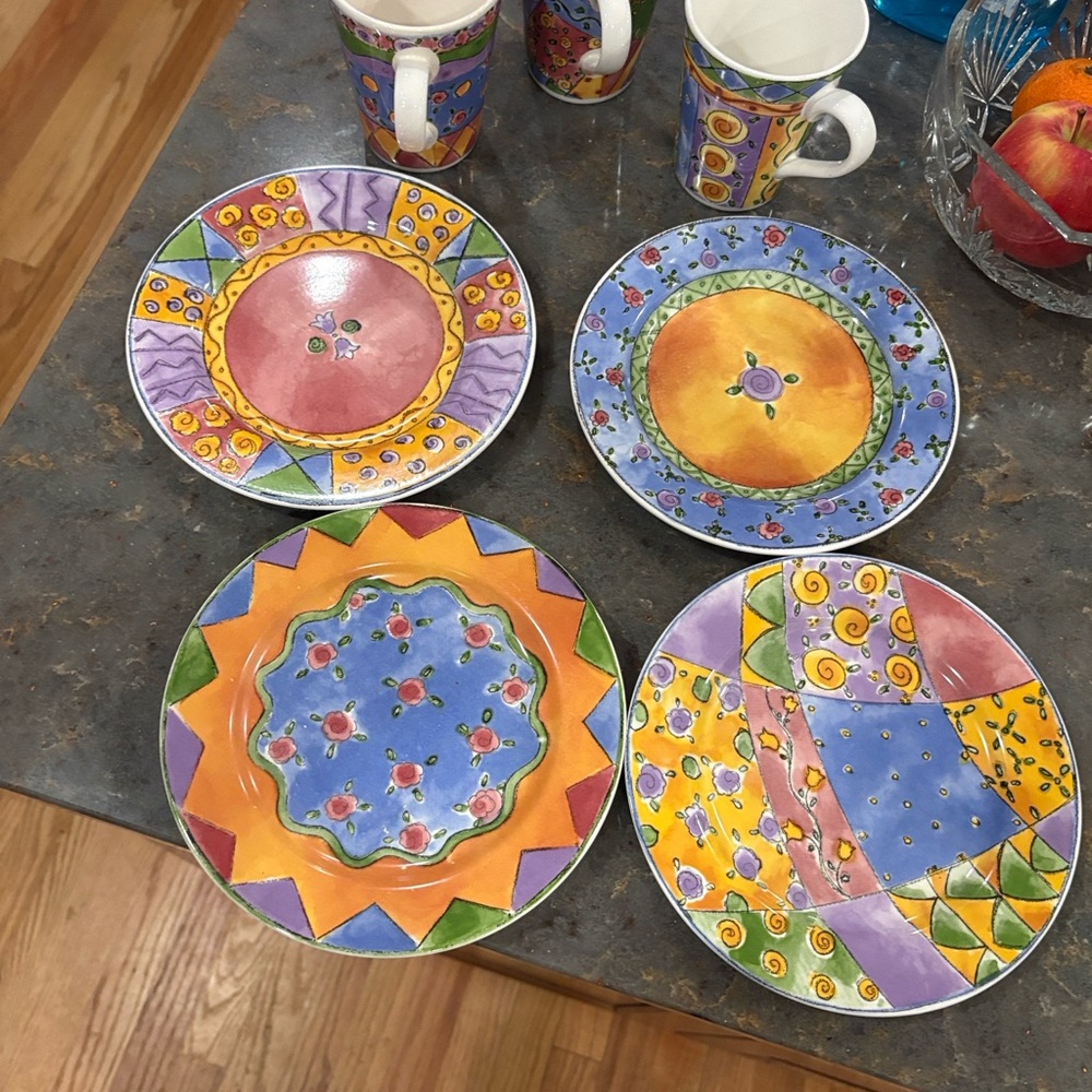 Sango Multicolor salad plates set of 4